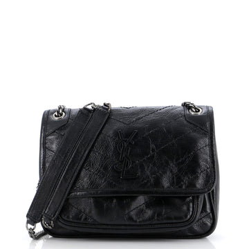 Saint Laurent Niki Chain Flap Bag Matelasse Chevron Leather Baby