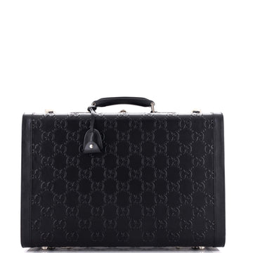 Gucci Trunk Suitcase GG Embossed Perforated Leather Medium