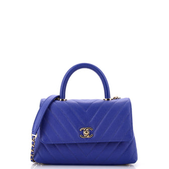 Chanel Coco Top Handle Bag Chevron Caviar Mini