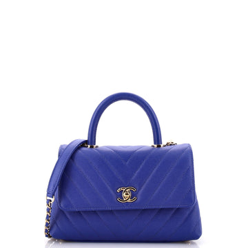 Chanel Coco Top Handle Bag Chevron Caviar Mini
