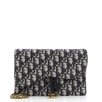Christian Dior Saddle Chain Clutch Oblique Canvas