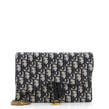 Christian Dior Saddle Chain Clutch Oblique Canvas