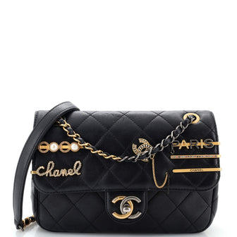 Chanel Coco Clips Flap Bag Embellished Quilted Lambskin Small