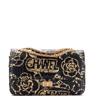 Chanel Reissue 2.55 Flap Bag Graffiti Crocodile Embossed Calfskin 225