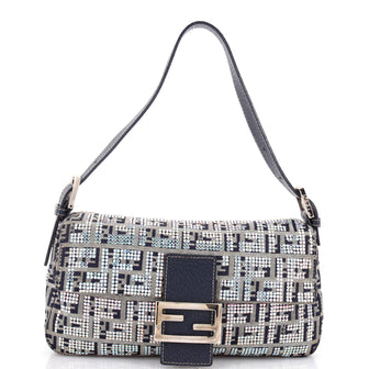 Fendi Baguette Bag Crystal Embellished Zucca Canvas