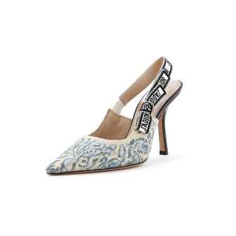Christian Dior Women's J'Adior Slingback Pumps Embroidered Fabric 100