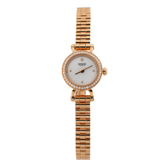 Hermes Faubourg Quartz Watch Rose Gold with Diamond Bezel and Marker 16
