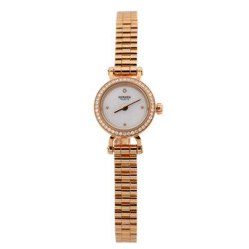 Hermes Faubourg Quartz Watch Rose Gold with Diamond Bezel and Marker 16