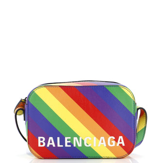 Balenciaga Logo Ville Camera Bag Printed Leather XS