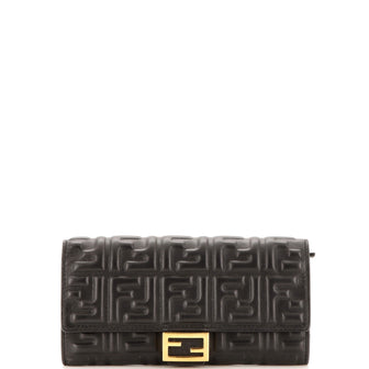 Fendi Baguette Continental Wallet Zucca Embossed Leather