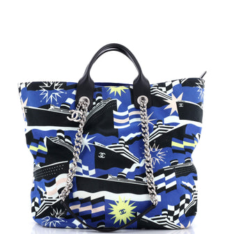 Chanel La Pausa Bay Shopping Tote Printed Canvas Large