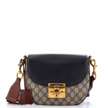 Gucci Padlock Saddle Shoulder Bag GG Coated Canvas and Leather Medium