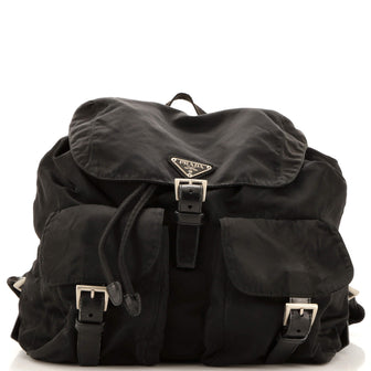 Prada Vela Double Front Pocket Backpack Tessuto with Saffiano Leather Medium