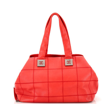 Chanel Square Stitch Bowler Bag Quilted Caviar Medium