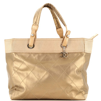 Chanel Biarritz Tote Quilted Coated Canvas Large