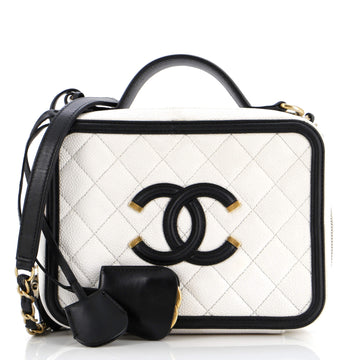 Chanel Filigree Vanity Case Quilted Caviar Medium