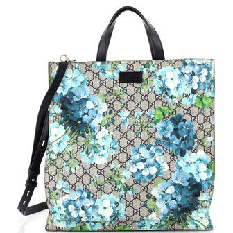 Gucci Convertible Soft Open Tote Blooms Print GG Coated Canvas Tall