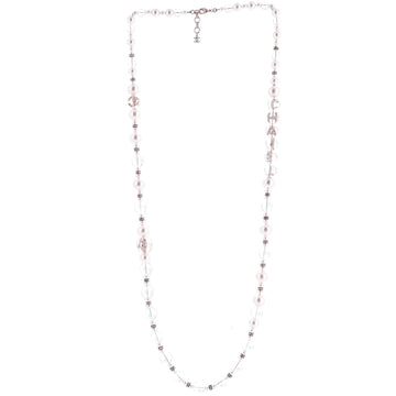 Chanel CC Star Logo Inclusion Long Necklace Metal and Faux Pearls with Beads and Crystals