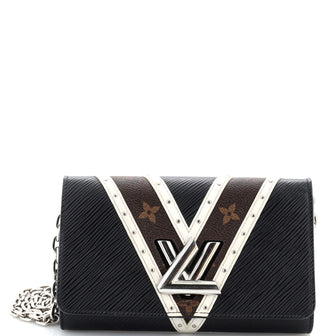 Louis Vuitton Twist Chain Wallet Epi Leather with Monogram Canvas and Studded Leather