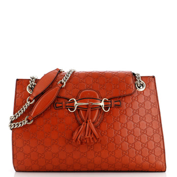 Gucci Emily Chain Flap Shoulder Bag Guccissima Leather Large