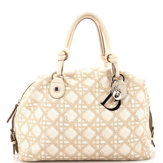 Christian Dior Bowler Bag Cannage Printed Canvas Medium
