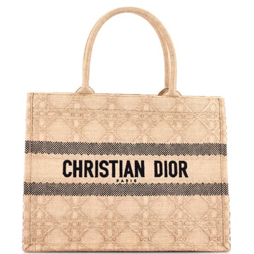 Christian Dior Book Tote Cannage Embroidered Raffia Medium