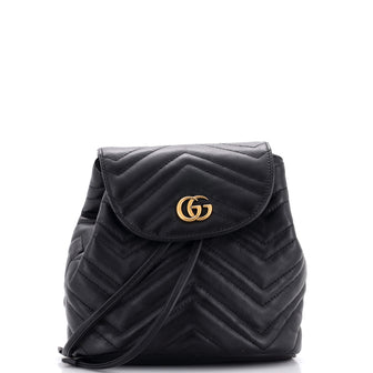 Gucci GG Marmont Drawstring Backpack Matelasse Leather Mini