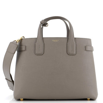 Burberry Banner Tote Leather and House Check Canvas Medium