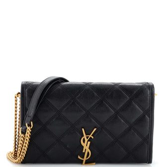 Saint Laurent Becky Chain Wallet Quilted Leather
