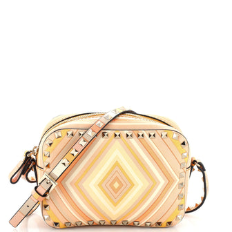 Valentino Garavani 1975 Rockstud Camera Crossbody Bag Striped Leather