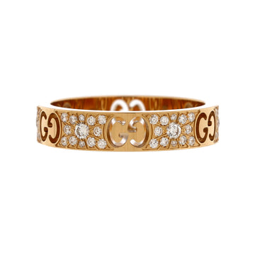 Gucci Stardust Ring 18K Yellow Gold with Pave Diamonds 4mm