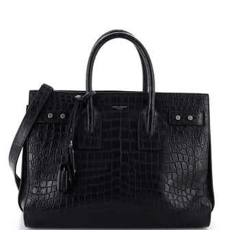 Saint Laurent Sac de Jour Souple Bag Crocodile Embossed Leather Medium