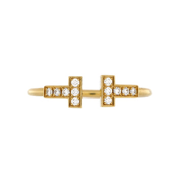 Tiffany & Co. T Wire Ring 18K Yellow Gold with Diamonds