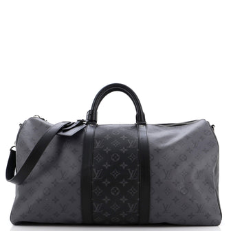 Louis Vuitton Keepall Bandouliere Bag Reverse Monogram Eclipse Canvas 50