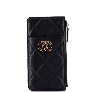 Chanel 19 Classic Phone Case Pouch Quilted Lambskin