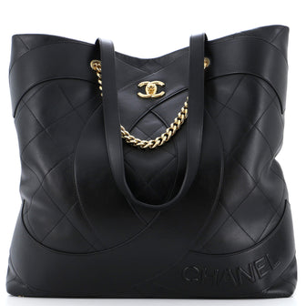 Chanel Club Monaco Shopping Tote Quilted Lambskin Large