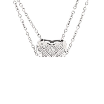 Chanel Coco Crush Double Chain Pendant Necklace 18K White Gold with Diamonds