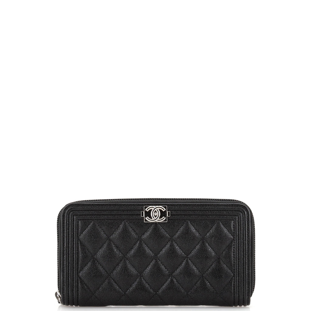 Boy Zip Around Wallet Quilted Caviar Long / black