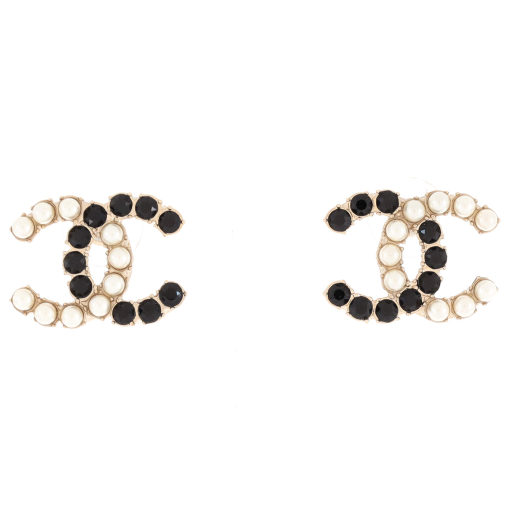 CC Dazzling Domino Stud Earrings Metal with Faux ...