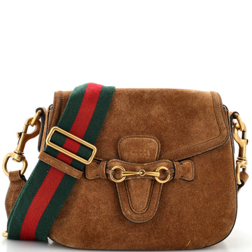 Gucci Lady Web Shoulder Bag Suede Medium