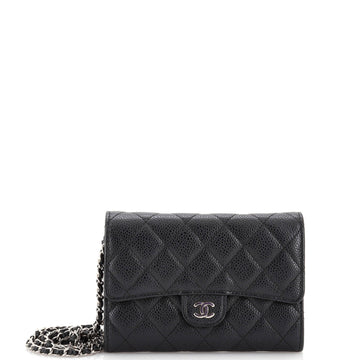 Chanel Classic Flap Wallet Crossbody Bag Quilted Caviar Mini