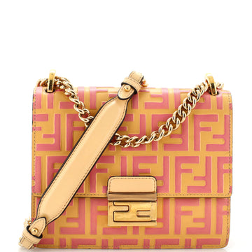 Fendi Kan U Shoulder Bag Zucca Embossed Leather Small