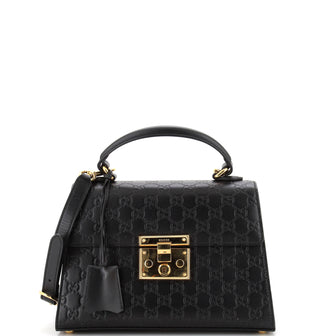 Gucci Padlock Top Handle Bag Guccissima Leather Small
