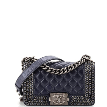 Chanel Chained Boy Flap Bag Quilted Glazed Calfskin Small