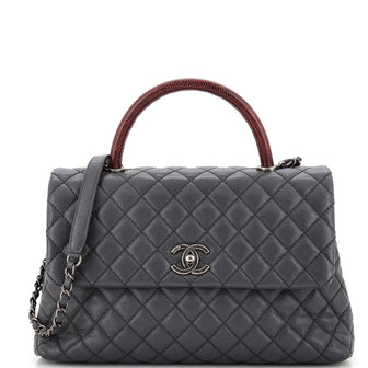 Chanel Coco Top Handle Bag Quilted Caviar with Lizard Medium