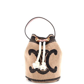 Celine Drawstring Bucket Bag Triomphe Printed Textile