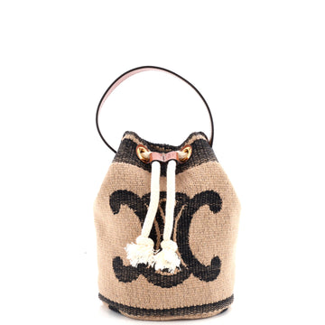 Celine Drawstring Bucket Bag Triomphe Printed Textile