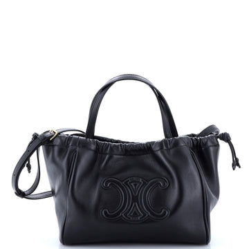 Celine Cuir Triomphe Cabas Drawstring Tote Leather Small