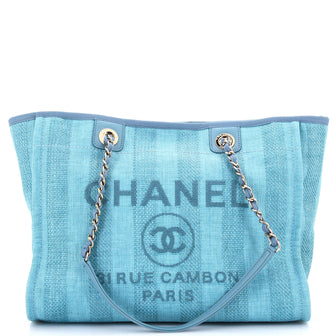 Chanel Deauville Tote Striped Raffia Small