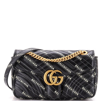 Gucci x Balenciaga The Hacker Project GG Marmont Flap Bag Printed Matelasse Leather Small